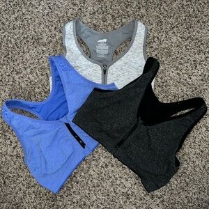 LOT OF 3 Zip Front Sports Bras XL & 2XL